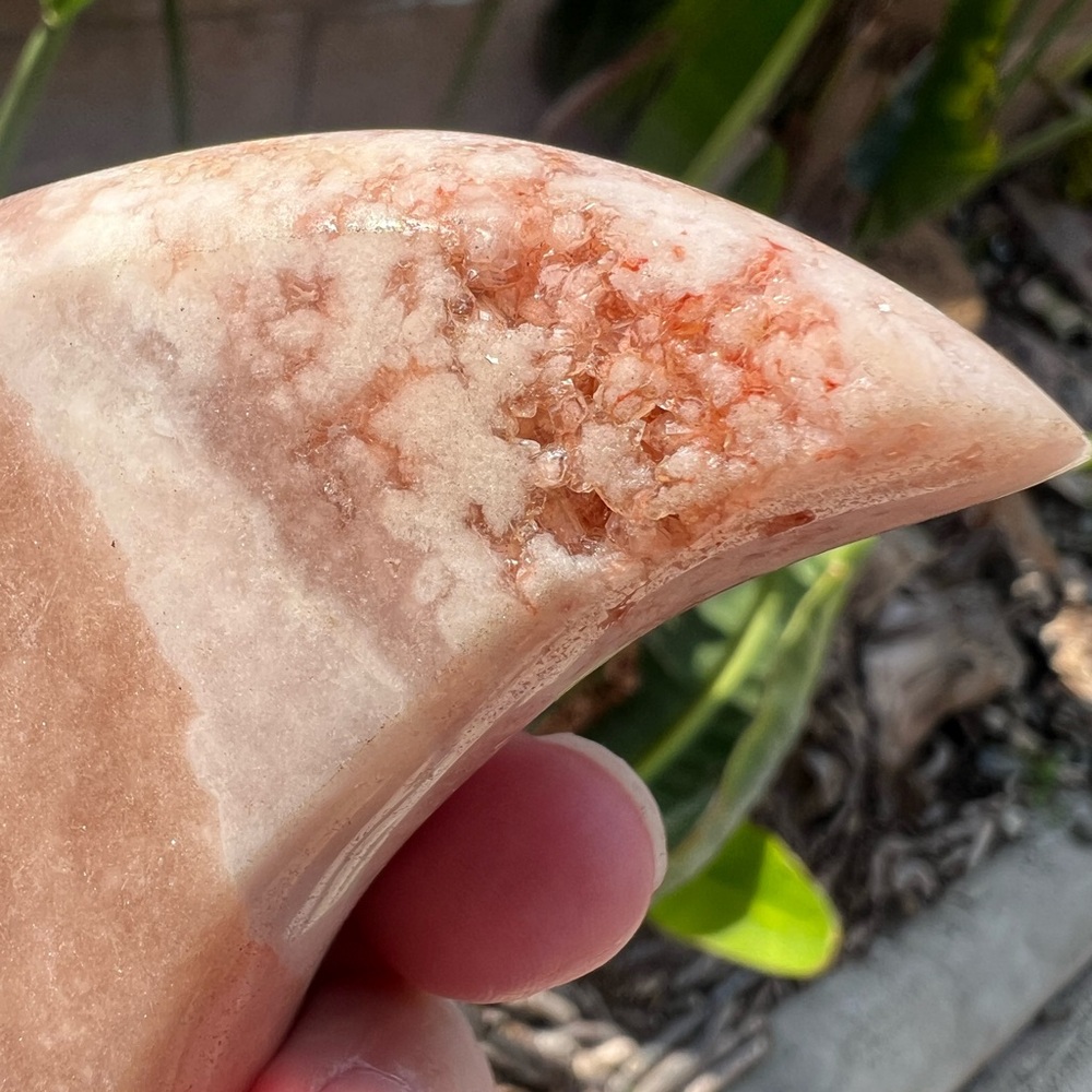 Pink Amethyst Druzy Small Moon - Picture 9 of 10